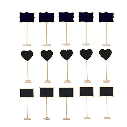 Mini Pizarras Número De Mesa Número De Etiqueta De La Tarjeta Del Lugar De La Boda Mini Pizarra De Madera Para Mensajes Tablero De Menú De Mesa Cordón Cuadrado En Forma De Corazon 15 Piezas