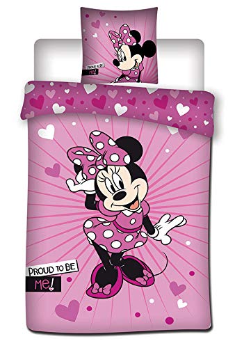 Minnie - Juego de cama de 2 piezas para niños, funda nórdica y funda de almohada de 140 x 200 cm y 63 x 63 cm