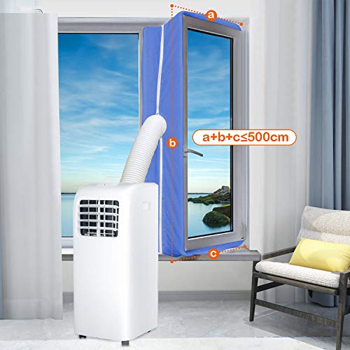 Minterest Kit Ventana Aire Acondicionado Portatil, Aire Acondicionado Azul de 500 CM Secadora de Ventanas Ventanas de Sellado Intercambiadores de Aire Con Cierre Adhesivo para Ventanas Abatibles