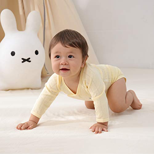 MioRico Bodies para Bebés de Manga Larga Corta 100% Algodón Body Pelele Niños Niñas 0-3 Meses, Monos Pack de 2 Azul Amarillo