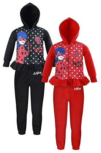 Miracolous Ladybug e Cat Noir – Chándal deportivo para niña, con cremallera y capucha, sudadera con cremallera y pantalón 1069 Rosso 6 años