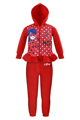 Miracolous Ladybug e Cat Noir – Chándal deportivo para niña, con cremallera y capucha, sudadera con cremallera y pantalón 1069 Rosso 6 años