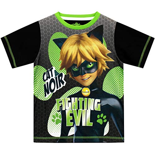 Miraculous Pijamas de Manga Corta para Niños Cat Noir Verde 10-11 Años