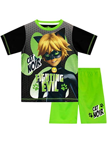 Miraculous Pijamas de Manga Corta para Niños Cat Noir Verde 10-11 Años