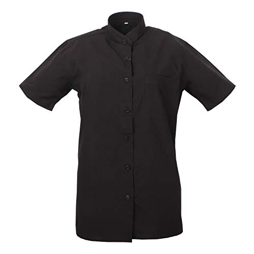 MISEMIYA - Camisa Cuello Mao Uniforme Camarera Mujer MESERO DEPENDIENTA Barman COCTELERA PROMOTRORAS Blusa - Ref.8271B - Small, Negro