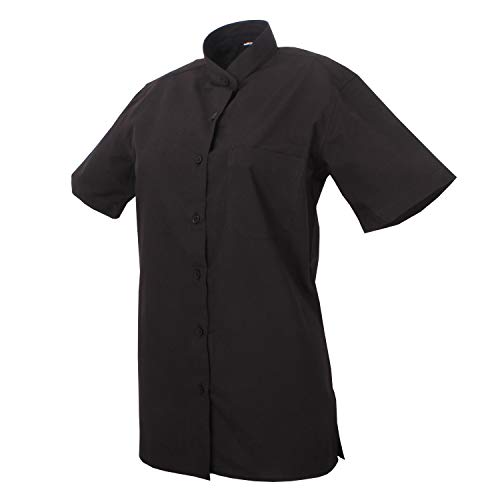 MISEMIYA - Camisa Cuello Mao Uniforme Camarera Mujer MESERO DEPENDIENTA Barman COCTELERA PROMOTRORAS Blusa - Ref.8271B - X-Large, Negro