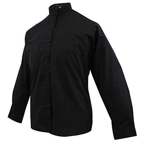 MISEMIYA - Camisa Uniforme Camarera SEÑORA Cuello Mao Mangas LARGAS MESERO DEPENDIENTA Barman COCTELERA PROMOTRORAS - Ref.8271 - XS, Negro