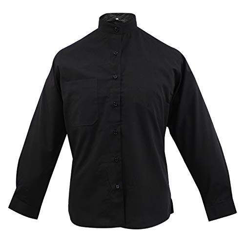 MISEMIYA - Camisa Uniforme Camarera SEÑORA Cuello Mao Mangas LARGAS MESERO DEPENDIENTA Barman COCTELERA PROMOTRORAS - Ref.8271 - XS, Negro