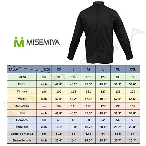 MISEMIYA - Camisa Uniforme Camarero Caballero Cuello Mao Mangas LARGAS MESERO DEPENDIENTE Barman COCTELERO PROMOTRORES - Ref.827-6, Negro