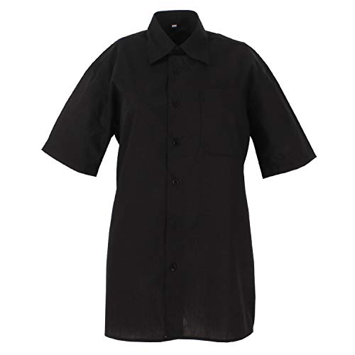 MISEMIYA - Camisa Uniforme Camarero Caballero Mangas Cortas MESERO DEPENDIENTE Barman COCTELERO PROMOTRORES Camisa Basica- Ref.834B - 1, Negro