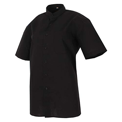 MISEMIYA - Camisa Uniforme Camarero Hombre Cuello Mao Mangas Cortas MESERO DEPENDIENTE Barman COCTELERO PROMOTRORES - Ref.827B - 1, Negro