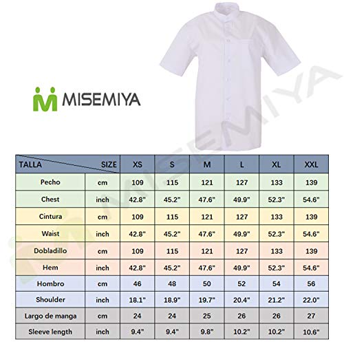 MISEMIYA - Camisa Uniforme Camarero Hombre Cuello Mao Mangas Cortas MESERO DEPENDIENTE Barman COCTELERO PROMOTRORES - Ref.827B - 1, Negro