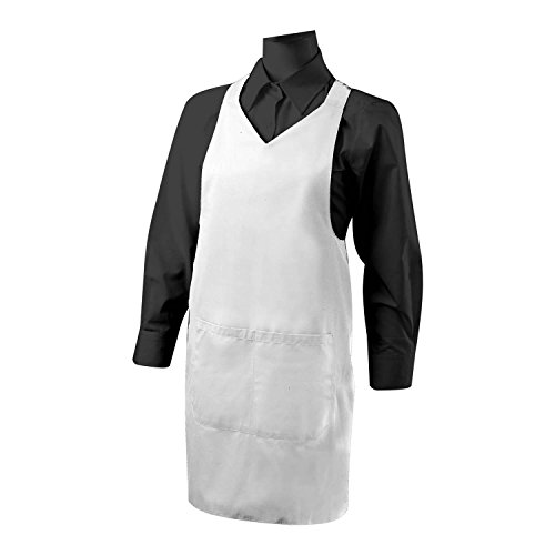 MISEMIYA - Delantal Limpieza con Bolsillo 85mm*70mm Uniforme Laboral CLINICA Hospital Limpieza Veterinaria SANIDAD HOSTELERÍA- Ref.8601 - Blanco