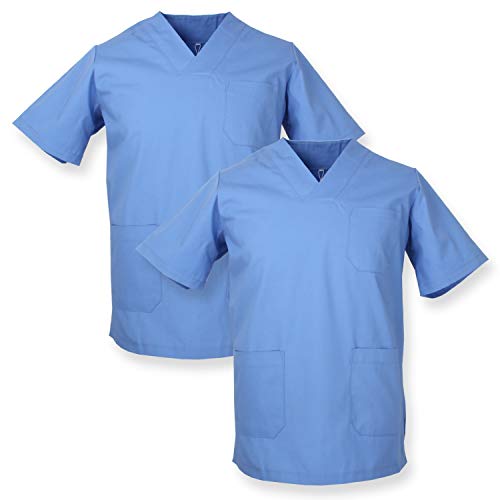 MISEMIYA - Pack*2 - Casaca Sanitarios Unisex Uniformes Sanitarios Cuello Pico Mangas Cortas Uniformes Laboratorios - Ref.817 * 2 - M, Blanco