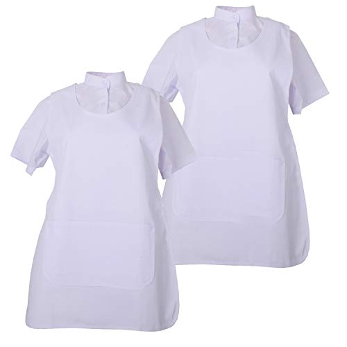 MISEMIYA - Pack*2 Pcs - Delantal Limpieza Uniforme Laboral CLINICA MÉDICOS Limpieza Veterinaria Sanitarios HOSTELERÍA- Ref.868 - M, Blanco