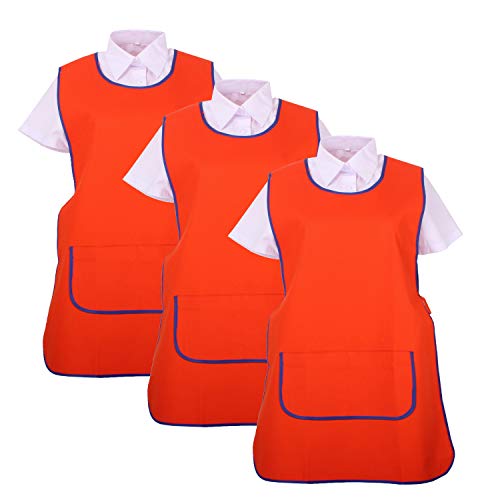 MISEMIYA - Pack*3 Pcs - Delantal Limpieza Uniforme Laboral CLINICA MÉDICOS Limpieza Veterinaria Sanitarios HOSTELERÍA- Ref.868 - M, Naranja