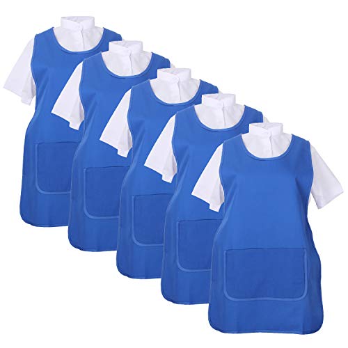 MISEMIYA - Pack*5 Pcs - Delantal Limpieza Uniforme Laboral CLINICA MÉDICOS Limpieza Veterinaria Sanitarios HOSTELERÍA- Ref.868 - M, Azul