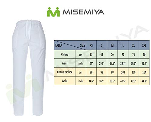 MISEMIYA - PANTALÓN Sanitarios Unisex Cintura ELÁSTICA Uniforme Laboral MÉDICO Enfermera Limpieza Veterinaria SANIDAD HOSTELERÍA- Ref.8314 - XS, Azul Marino