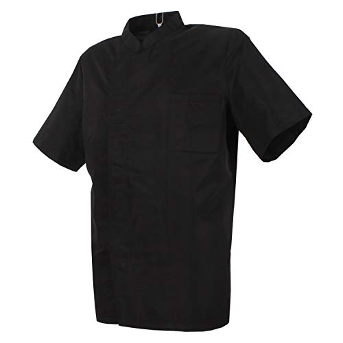 MISEMIYA - Ropa Cocina HOSTELERÍA Bar Restaurante Chaquetas Chef Cocinero Mangas Cortas (Anti Agua - Anti Grasa) - Ref.704 - XXL, Negro