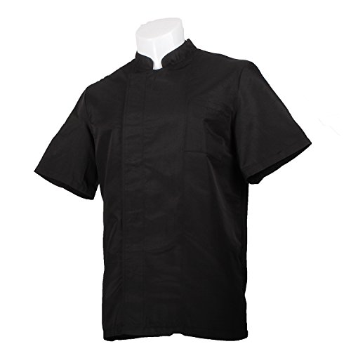 MISEMIYA - Ropa Cocina HOSTELERÍA Bar Restaurante Chaquetas Chef Cocinero Mangas Cortas (Anti Agua - Anti Grasa) - Ref.704 - XXL, Negro