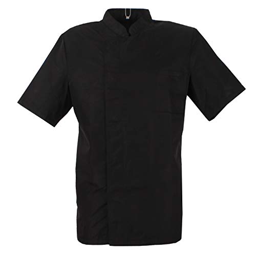 MISEMIYA - Ropa Cocina HOSTELERÍA Bar Restaurante Chaquetas Chef Cocinero Mangas Cortas (Anti Agua - Anti Grasa) - Ref.704 - XXL, Negro