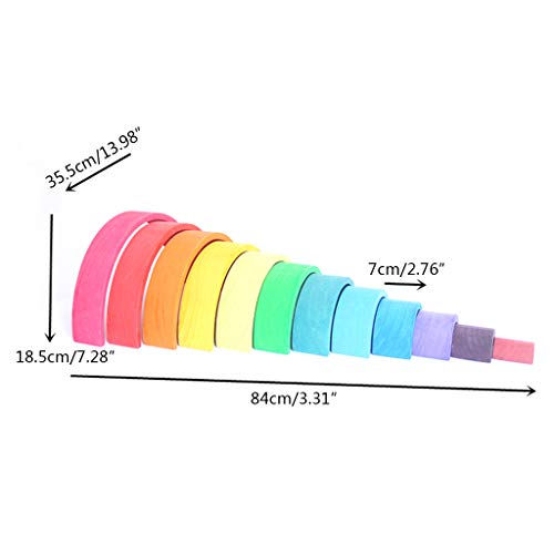 MiSha Arco Iris Stacker de 12 Piezas de Madera, Arco Iris Stacker Juguete clásico de Montessori para niños pequeños Actividades Building Blocks Juguetes para los niños