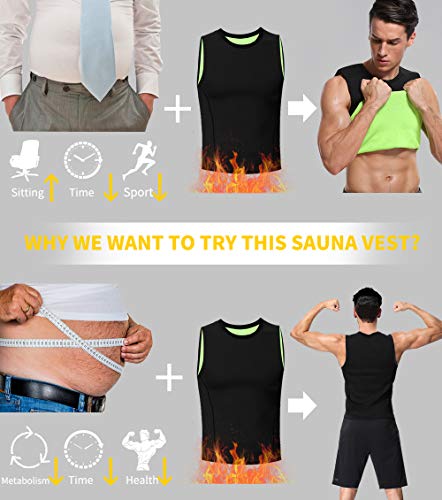 MISS MOLY Chaleco Sauna Shaper para Hombres Neopreno Camiseta Vest de Sudoración Faja Reductora Adelgazante Abdomen Hot Waist Trainer Tank Top Quema Grasa Musculación Gimnasia Deportivo