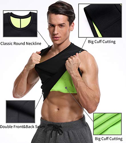 MISS MOLY Chaleco Sauna Shaper para Hombres Neopreno Camiseta Vest de Sudoración Faja Reductora Adelgazante Abdomen Hot Waist Trainer Tank Top Quema Grasa Musculación Gimnasia Deportivo