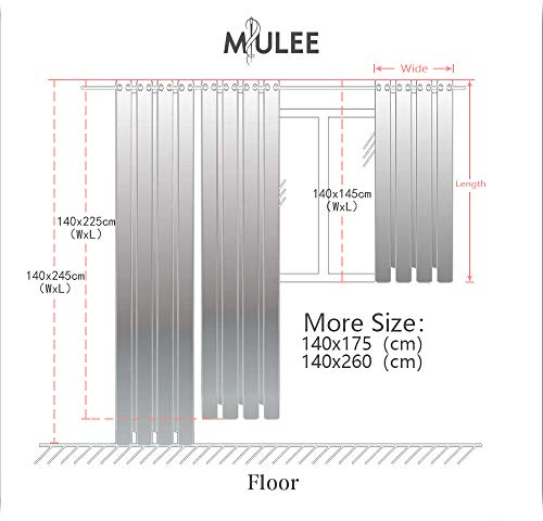 MIULEE 2 Unidades Cortinas Bordado Translucida de Dormitorio Moderno Ventana Visillos Rayas Salon Paneles con Ojales Plateados para Sala Cuarto Comedor Salon Cocina Habitación 140x225 cm Gris