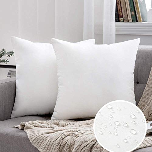 MIULEE Juego de 2 Piezas Funda de Cojines Resistente al Agua Suave y Ecológico Lino Funda de Almohada Cremallera Oculta Duradero Decoración para Sofá Cama Dormitorio Aire Libre Oficina 45x45cm Blanco