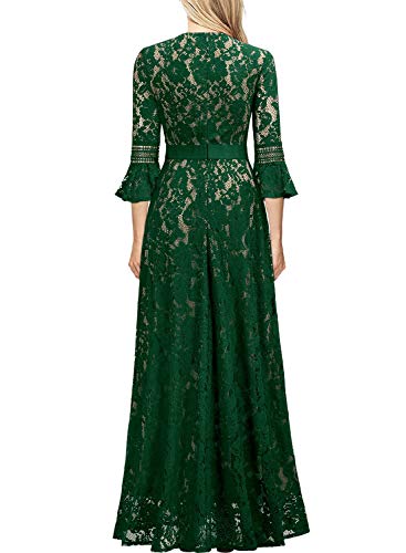 Miusol Vintage Encaje Slim Cóctel Vestido Largo para Mujer Verde Medium