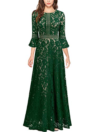 Miusol Vintage Encaje Slim Cóctel Vestido Largo para Mujer Verde Medium