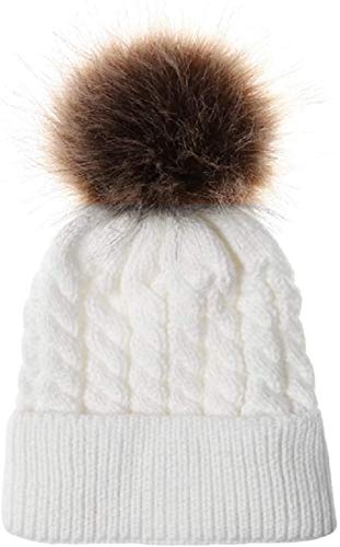 Miwaimao - Gorro de invierno para madre y bebé, gorro de punto de algodón, para padres, hijos, gorro de esquí, snowboard, color blanco