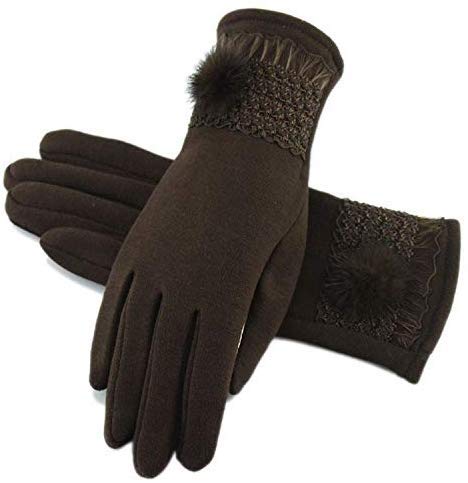 Miwaimao Guantes Calientes del otoño y del Invierno de conducción Femenina más Coches Toque de Terciopelo Grueso, Color, Las Bolas de visón - Rojo, Dimensiones, (Color, C),A1