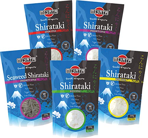 Miyata Shirataki, Caja Mixta Con 5 Variedades Diferente De Fideos De Harina De Konjac 1500 g