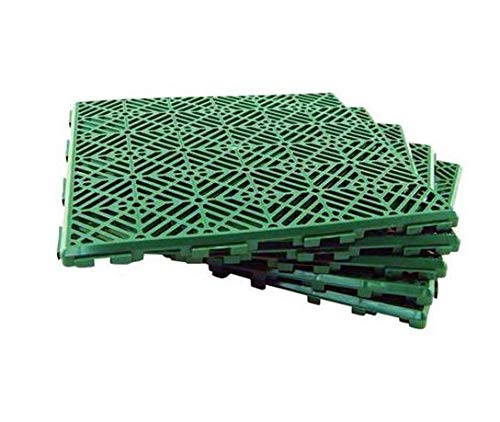 ML Suelo Flotante plastico para jardín Exterior Deportes Baloncesto Piscina 30 x 30 cm 12 Piezas, Suelo plastico Rejilla (Baldosas Verde)