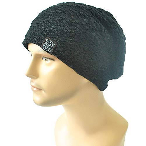 mlpnko Gorro de Lana de Punto, Tela de Parche más Terciopelo cálido con Capucha, Cuello, código de Uniforme Negro