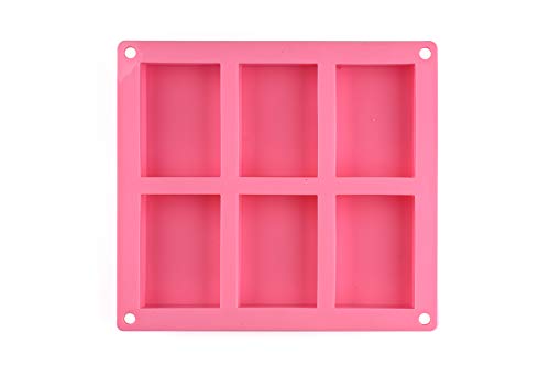 Mlying - 4 moldes de silicona para jabón, moldes de silicona para 6 cavidades, para horno, cocina, chocolate, galletas, cubitos de hielo, artesanía casera con 1 espátula