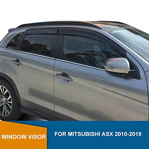 mlzaq Deflectores de Ventanas Laterales for Mitsubishi ASX 2010 2011 2012 2013 2014 2015 2016 2017 2018 2019 Negro Lluvia Guardia del Sol Vent (Color : Chrome Strip)