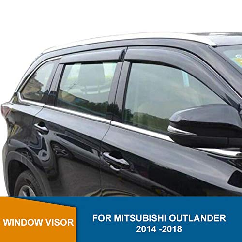 mlzaq Deflectores de Ventanas Laterales for Mitsubishi Outlander 2014 2015 2016 2017 2018 2019 2020 Acrílico Negro Lluvia de Sun Guardia Vent Shade (Color : Chrome Strip)