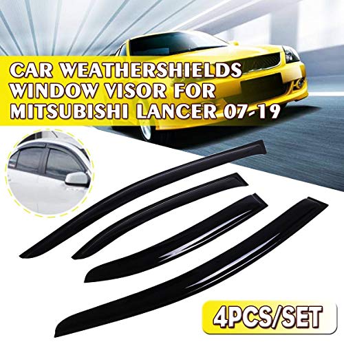 mlzaq Ventana Weathershields 4PCS / Set Negro del Visera del Coche for Mitsubishi Lancer 2007-2019 Ventana de Sun Visor Lluvia Guardia Vent