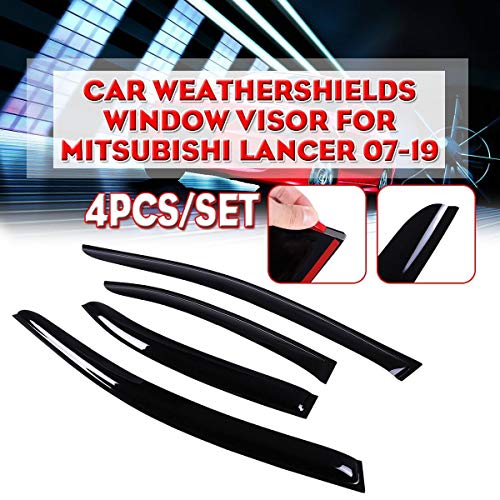 mlzaq Ventana Weathershields 4PCS / Set Negro del Visera del Coche for Mitsubishi Lancer 2007-2019 Ventana de Sun Visor Lluvia Guardia Vent