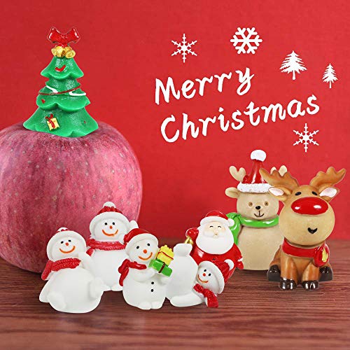 MMTX 13Piezas Adornos Decoración Navideños Miniatura Navidad Regalo Figuras de Resina, Árbol de Navidad de Papá Noel DIY Ornamento Manualidades para Decoración HogarJardín Bonsái Casa de Muñecas