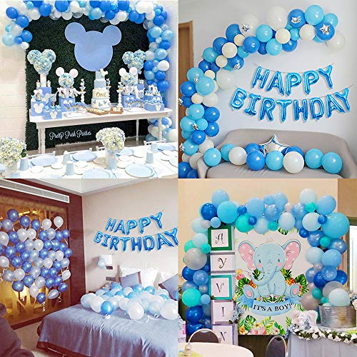 MMTX Globos de Fiesta Decoración Fiesta de cumpleaños del Tema mar Delfín Cáscara Estrella de mar Pulpo Pez Globo de Aluminio de Animales Marinos Birthday Bandera Globos Azules y Blancos