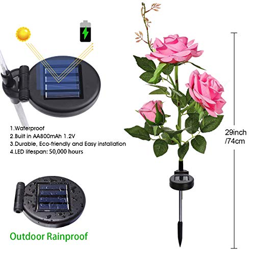 MMTX Luces LED Decorativas Rosas Solares, IP65 Luz Solar Al Aire Libre Del Jardín Para Exterior Solares, Jardín, Patio, Caminos(Rosa)