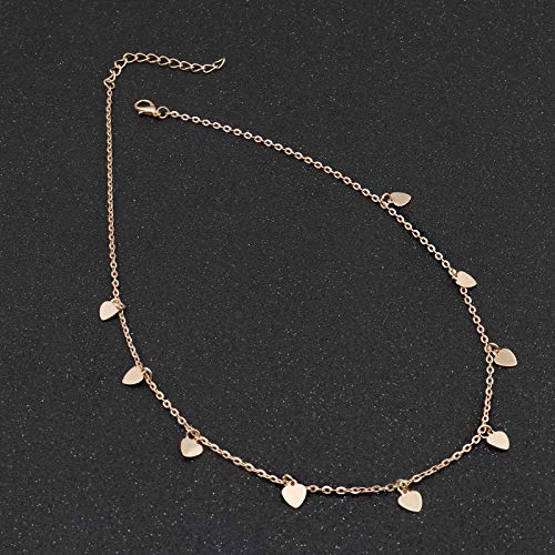 MNMXW Dulce Simple Collar con Colgante de oblea en Forma de corazón para Mujer Elegante Boda Fiesta Cadena de clavícula Moda año Nuevo joyería Regalos-Plata