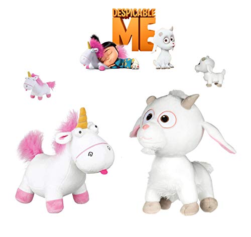 MNNS Minions - Pack de 2 Peluches Unicornio 6'69"/17cm + Cabra Pecho Blanco 7'09"/18cm Calidad Super Soft