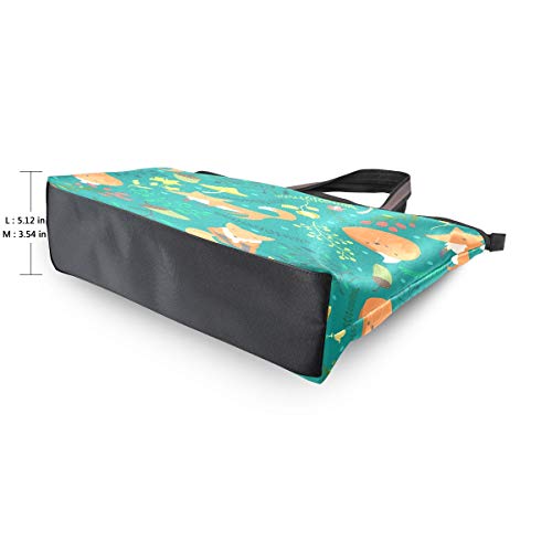 Mnsruu - Bolso de mano con cremallera para mujer, tamaño grande, bolso de la compra casual, L (bonito fogón de fogón, hongo verde floral), color, talla Medium