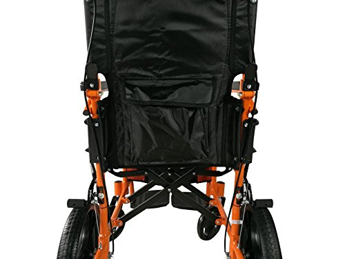 Mobiclinic, Modelo Pirámide, Silla de ruedas ortopédica, asiento de 41 cm, para minuválidos, plegable, de aluminio, freno en manetas, reposapiés, reposabrazos, color naranja