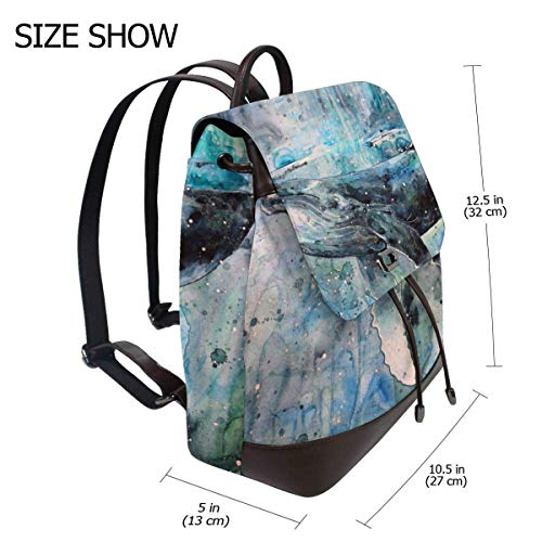 Mochila Escolar, Women's Leather Backpack Whale Fashion Shoulder Schoolbag PU Travel Bag